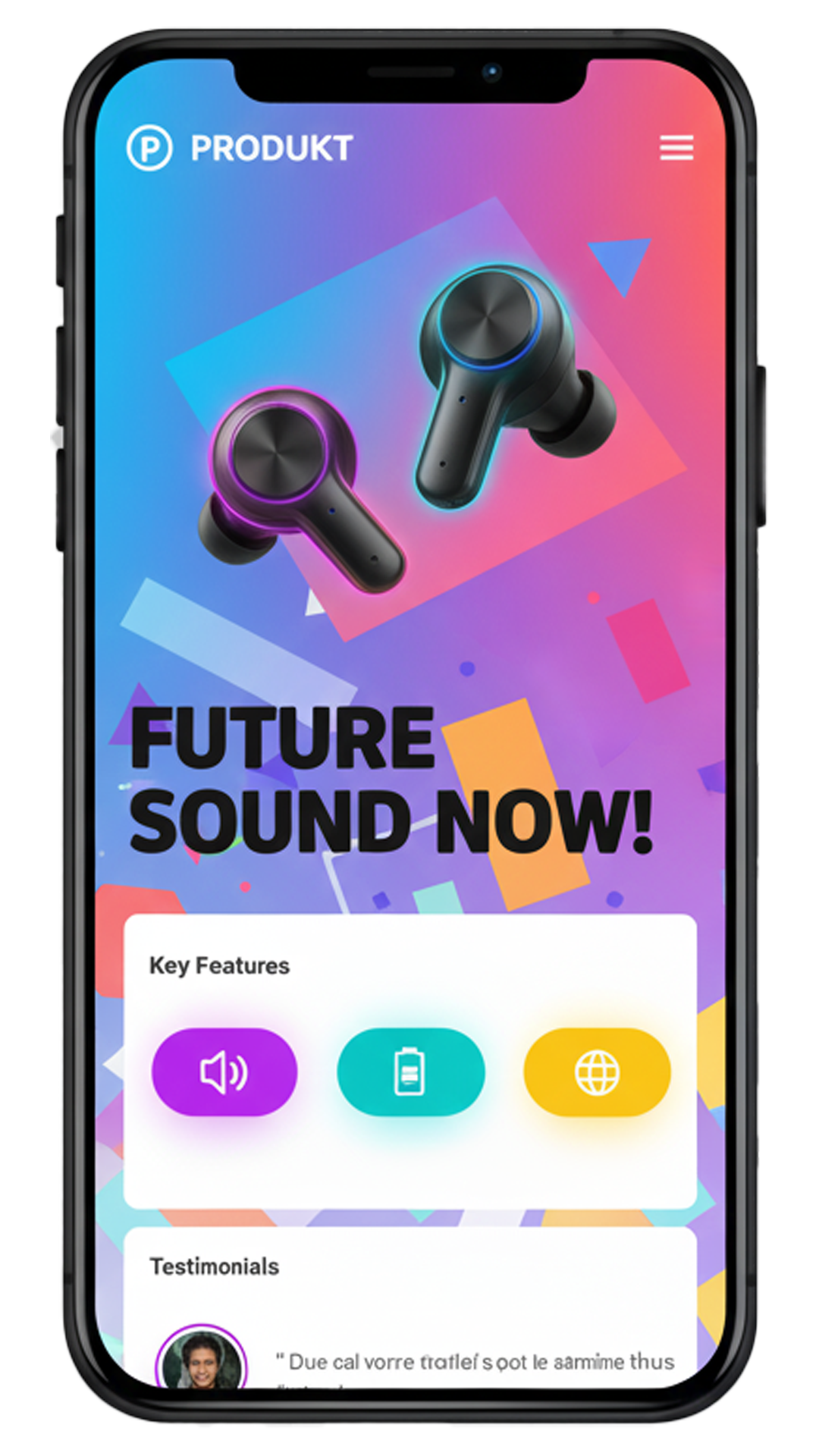 Prototipo móvil de la landing
